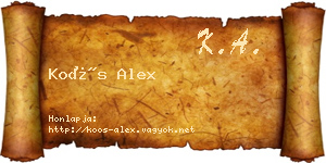 Koós Alex névjegykártya